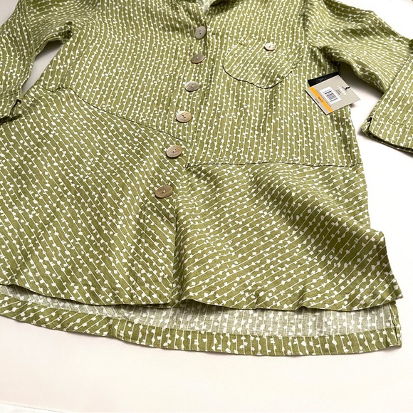 NWT JOHN MARK Linen Print Button Front Lagenlook Tunic - Picture 7 of 11